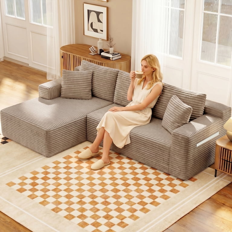 Aukfa 95" Cloud Sectional Sofa, L-Shaped with Chaise & Storage photo 2