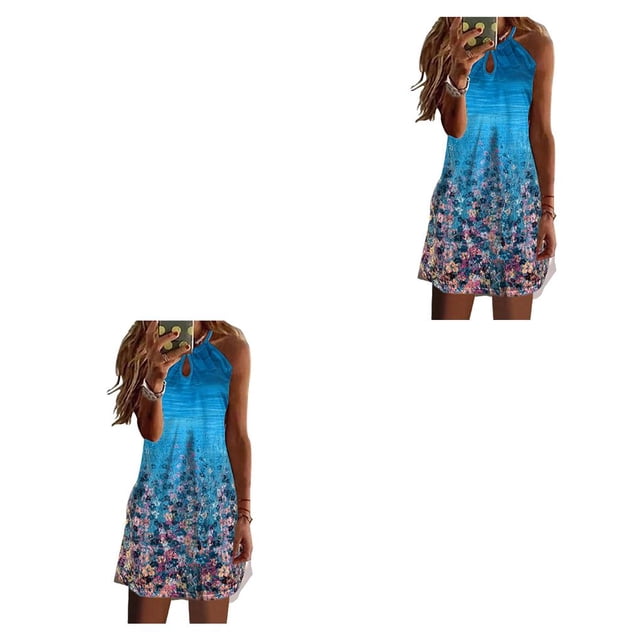 Minnieouse Vestido casual estampado casual sin mangas estético vestido de viaje playa vacaciones club baile mujer ropa de verano Type28 NO28