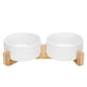 thumbnail image 1 of Spunkyjunky Cuenco De Cerámica Para Perros Y Gatos Con Soporte De Madera, Juego De Agua Y Comida Ponderada Con Esmalte Mate Antideslizante Para Gatos, Perros Medianos, 28,7 Onzas, 1 of 5