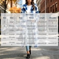 thumbnail image 3 of Hueook Gingham Shacket for Women Plaid Hooded Long Sleeve Button Up Casual Flannel Trench Coat Blue L, 3 of 7