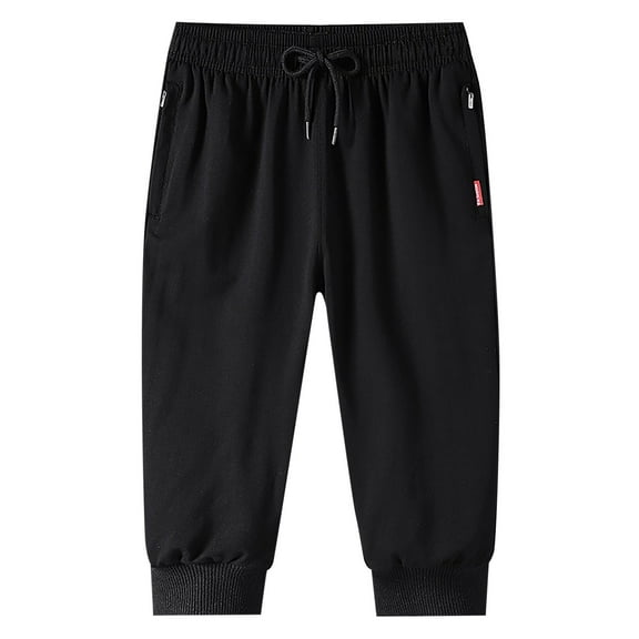 Men's 3/4 Length Jogger Capri Pants for Workout Gym Casual Wear with Secure Zipper Pockets