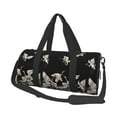 thumbnail image 2 of Xecao Japanese White Crane print Round Travel Duffel Bag is a foldable gym bag with an inner pocket, perfect for travel sports, 2 of 8