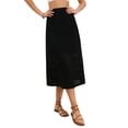 thumbnail image 1 of Falda de Ojal de Verano para Mujeres, Cintura Alta, Corte A, Flowy, Bohemia, Midi, Playa, XL, Negra, 1 of 6
