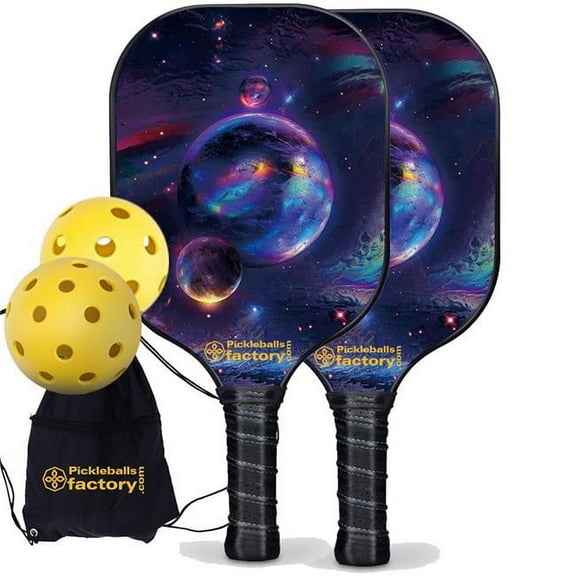 Pickleball Factory PB00024-4-C Pickleball Set - Planet Pickleballtournament Paddle, Best Pickleball Sets 2022, Carbonfiber Graphite