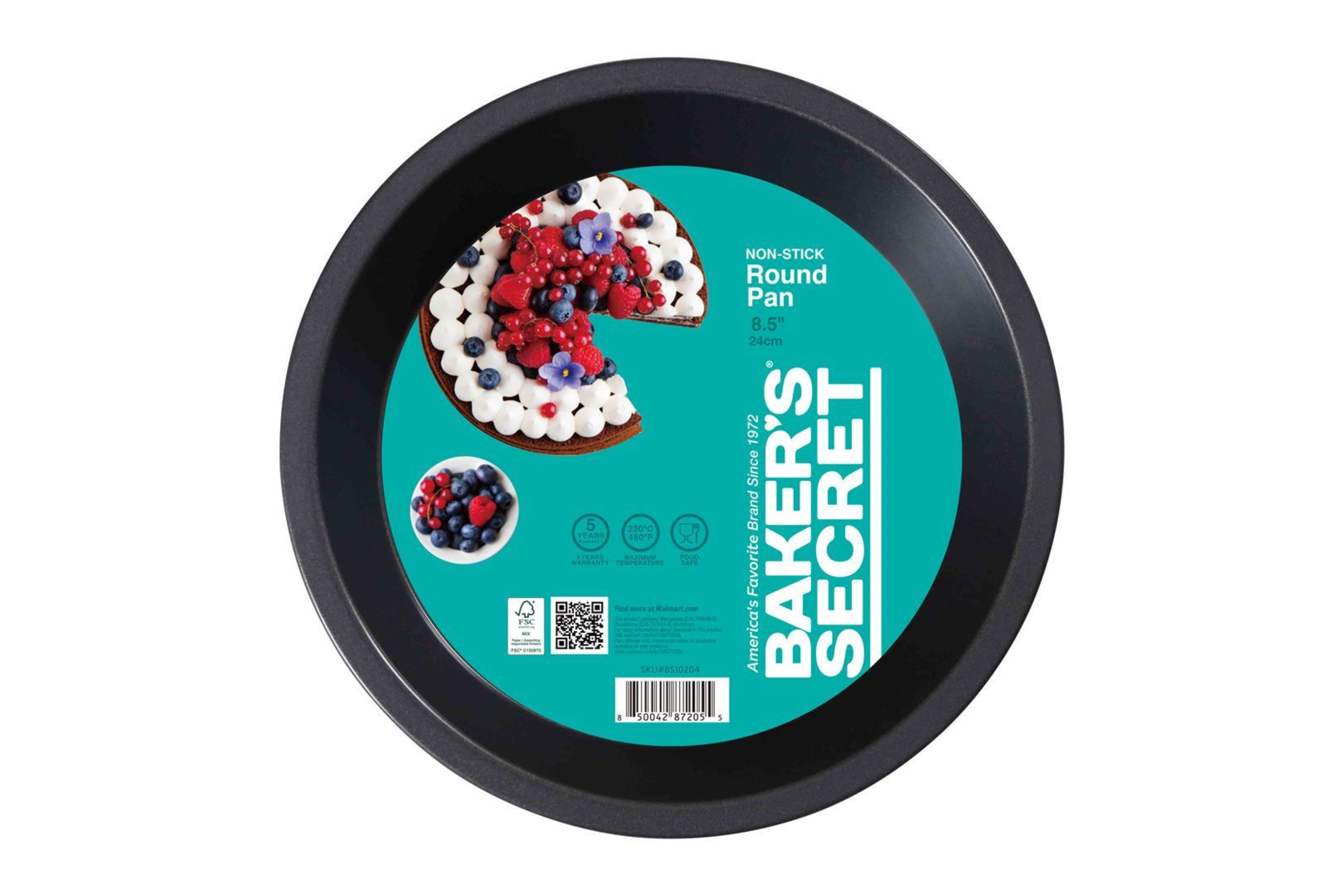 (2 pack) Baker's Secret 8.5" Round Nonstick Carbon Steel Cake Pan, Gray