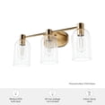 thumbnail image 6 of Hunter - Lochemeade 3-light Alturas Gold, Medium Size Vanity Light, Dimmable, Transitional Style, for Bedrooms, Dining, Living Rooms - 45229, 6 of 6