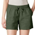 thumbnail image 2 of Womens Lounge Shorts Summer 5 Inch Inseam Drawstring Linen Blend Shorts Thin Breathable Pants Workout Shorts Green XL, 2 of 4