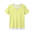 thumbnail image 5 of ZHYou 2 in 1 Layered Short Sleeve T Shirts for Women Casual Loose Fit Crew Neck Color Block Summer Tops Yellow XL, 5 of 6