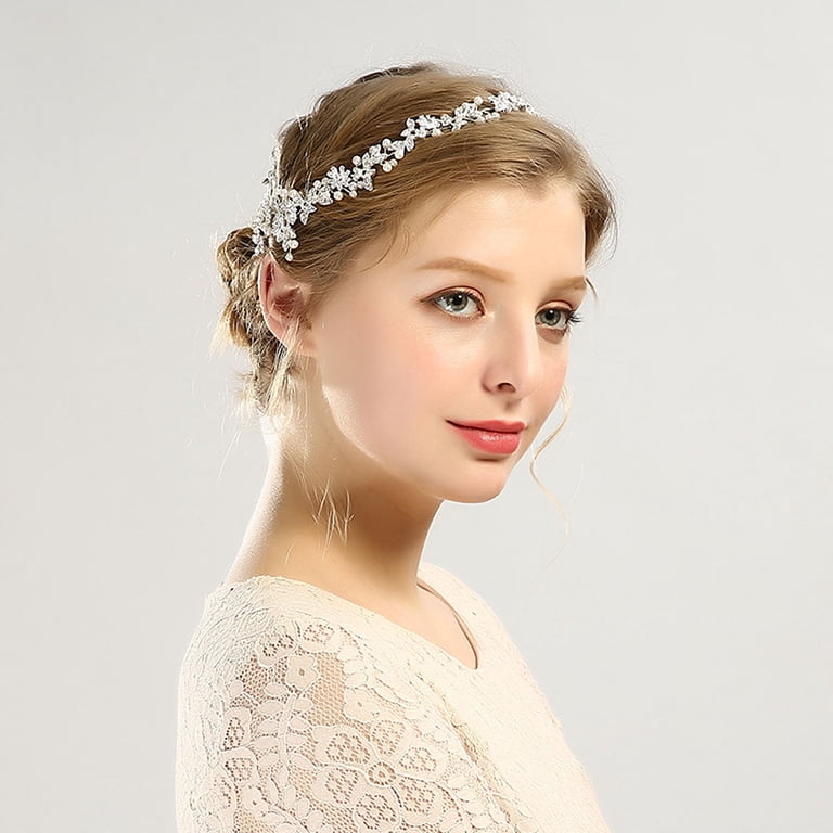 5# Bride hair band Gold Rhinestone Flower Crown Headband Set for Brides and  main image 4