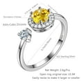 thumbnail image 6 of Juwaliy 925 Sterling Silver November Birthstone Ring Citrine Yellow CZ Halo Ring Jewelry Christmas Valentines Birthday Mother's Day Gift for Women, 6 of 11
