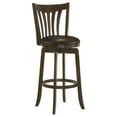 thumbnail image 3 of Decker Dark Cherry Wood Swivel Bar Stool - 360° Rotation, Faux Leather Seat, Kitchen/Dining, 44" High, Solid Wood, Slat Back, Classic Design, 3 of 12