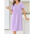 thumbnail image 4 of Avidlove Cotton Nightgowns for Women with Pocekts Short Sleeve House Dress Embroidered Neckline Night Gown Sleepwear Pleated Lounge Mumu Dress, 4 of 5