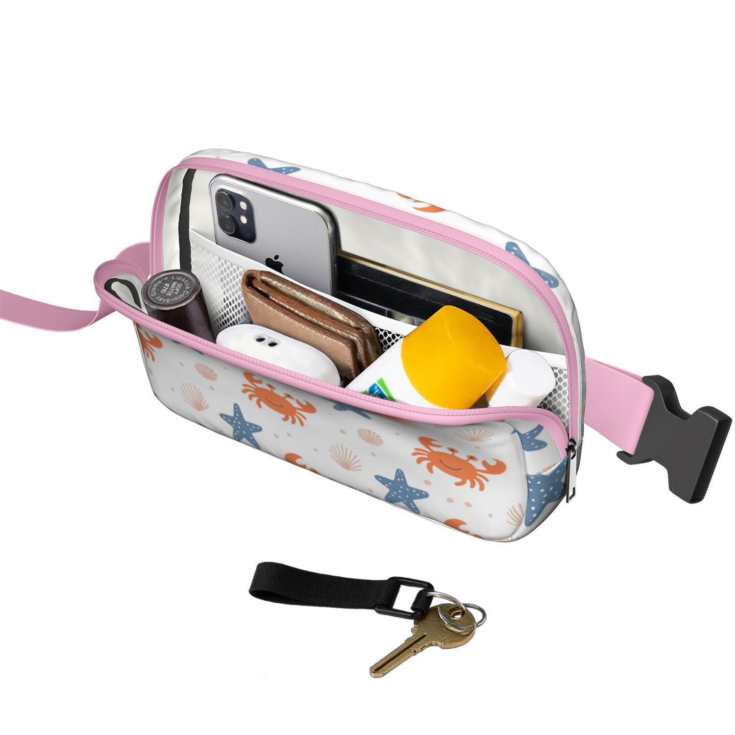 Belt Bag Cute Crossbody Bags for Commuters Stylish Waist Packs Running Workout Hiking Travel Fanny Pack Marine Adorable Crab