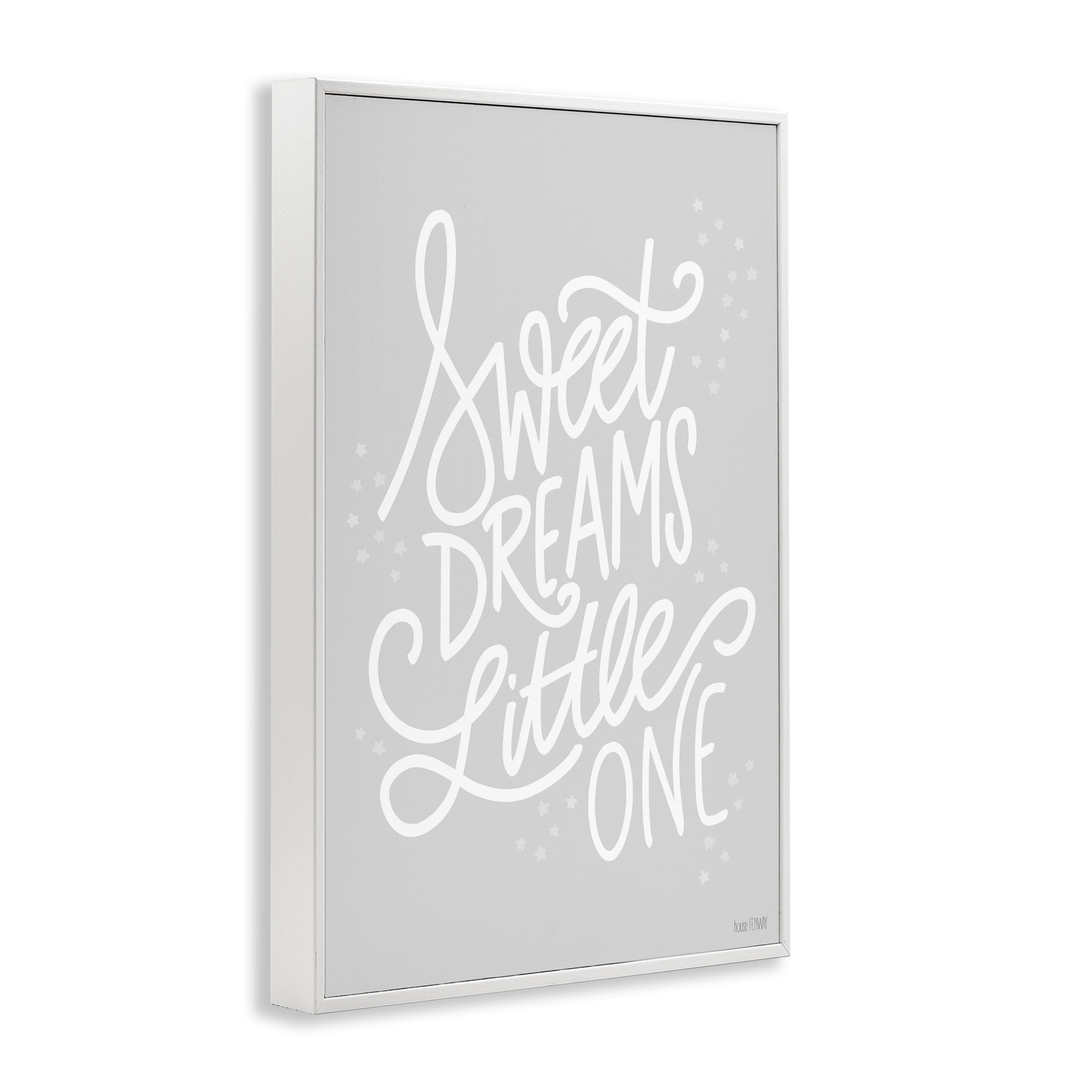 Stupell Industries Sweet Dreams Little One Typography Painting White Framed Art Print Wall Art, 16 x 24