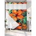 thumbnail image 4 of Burnt Orange Floral No Hook Shower Curtain Waterproof, Bathroom Curtains with Snap in Liners and See Through Top Window, Tropical Botanical Leaves Floral Hotel Style Bathtub Curtains Shower 66"Wx72"L, 4 of 8