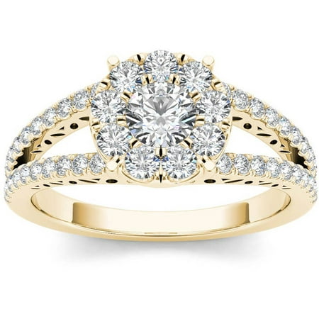 Imperial 1 Carat T.W. Diamond Split Shank Single Halo 10kt Yellow Gold Engagement Ring