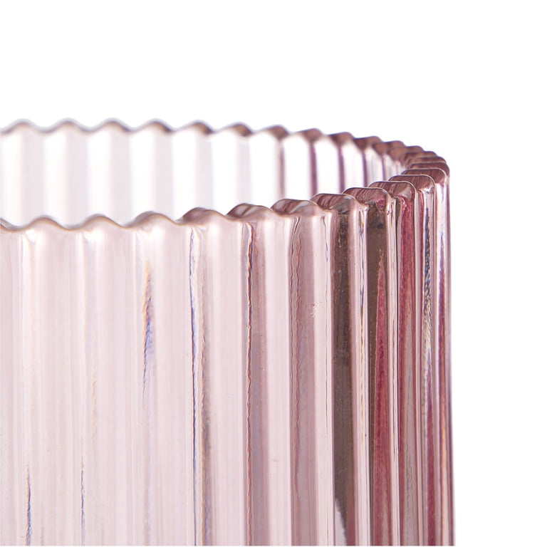 Beautiful by Drew Barrymore Rose Pink Ribbed Glass Lidded Jar photo 6