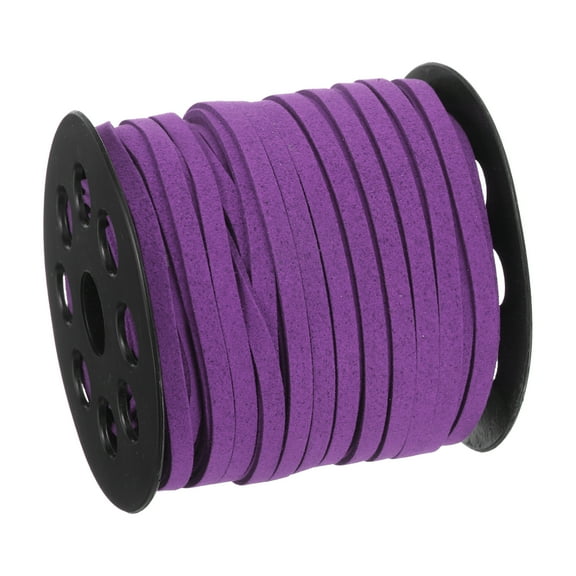 Uxcell Suede Cord, 49.21 Yards 5mm Flat Leather Thread String for DIY Crafts Bracelet Making, Violet 1 Roll