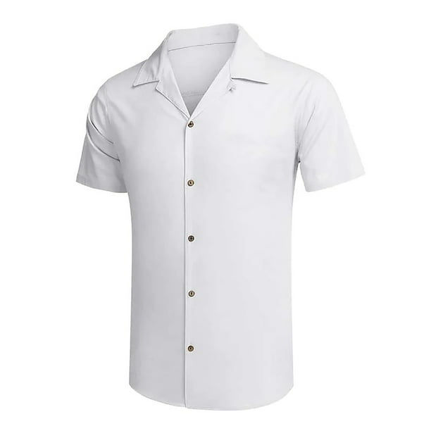 Camisa Hawaiana para Hombres de Color Sólido Moda Casual Botón de Solapa Diario, Ligero Transpirable para Primavera Verano
