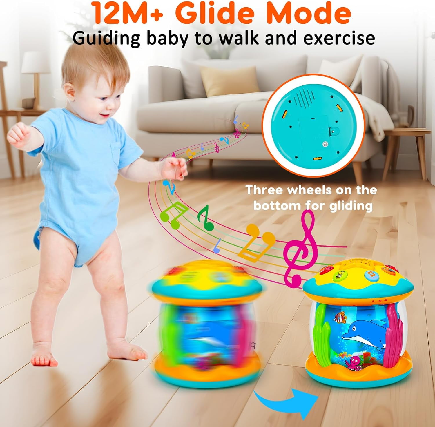 Ludolm Baby Toys 12M+ Musical Light Up Tummy Time Toy Ocean Rotating Projector for Infant 12-18 Month Baby Learning Crawling Birthday for 1 2 3 Year Old Boys Girls