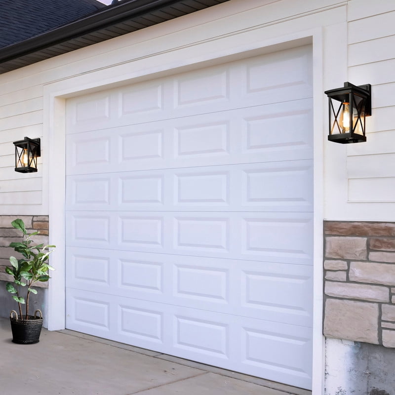LNC Lans 11-in Sandy Black Clear Glass Square Cage Modern Outdoor Wall Light,10.2"H