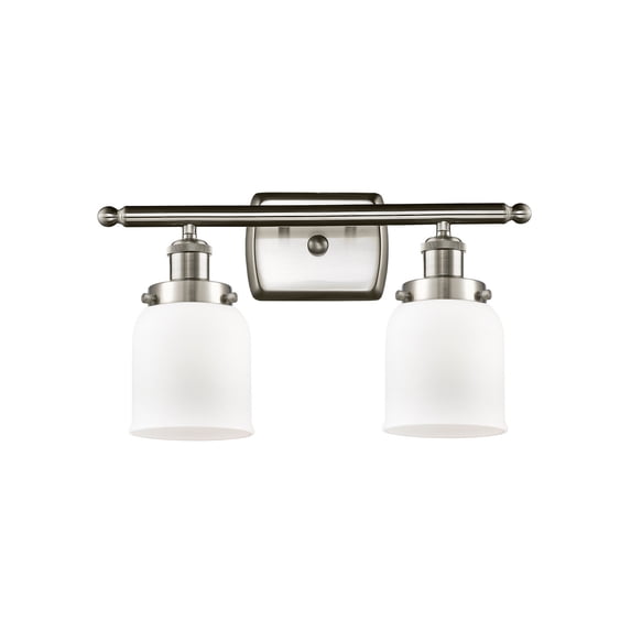 916-2W-SN-G51-LED-Innovations Lighting-Small Bell-7W 2 LED Bath Vanity in Industrial Style-16 Inches Wide by 12 Inches High Brushed Satin Nickel