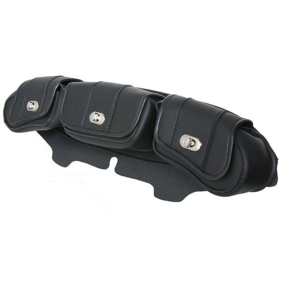 Daniel Smart Three-Pouch Motorcycle Windshield Bag - Premium Synthetic Leather Large Zipper Pouch - Waterproof & Durable