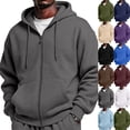 thumbnail image 3 of Full Zip Up Hoodies for Men Oversized Hooded Fleece Sweatshirt | Open Front Cardigan, Zipper Jackets, Oversize, Streetwear, Basic Fit, Lightweight, Warm, Big and Tall, Hooded Sweatshirt Gray 2XL, 3 of 9