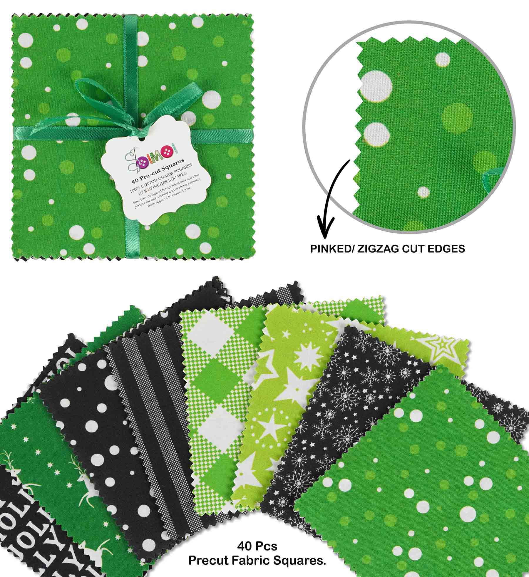 Soimoi Christmas Theme Print Precut 10-inch Cotton Fabric Quilting Squares Charm Pack DIY Patchwork Sewing Craft