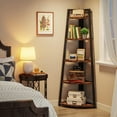 thumbnail image 3 of Tribesigns 5-Tier Bookshelf, 70" Industrial Corner Ladder Shelf for Living Room, Home Office, Brown, 3 of 5