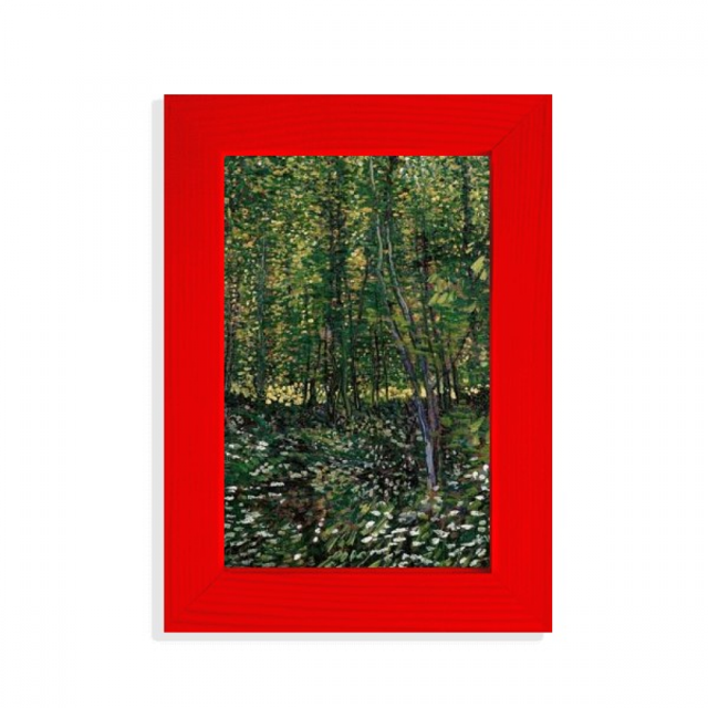 Tree Forest Flower Landscape Illustration Picture Display Art Red Photo Frame
