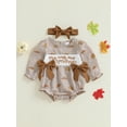 thumbnail image 6 of My First Thanksgiving Baby Girl Outfit Newrborn Plaid Bubble Romper Smocked Croissant Bodysuit Baby Girl Fall Clothes, 6 of 10