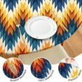 thumbnail image 4 of Orange Geometric Pattern Round Fitted Tablecloth with Elastic Edge,Dining Table Cover Waterproof,Outdoor Round Tablecloth for Camping,Dining,Indoor and Outdoor, 4 of 7