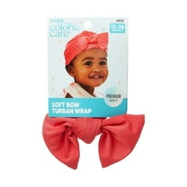 KISS Colors & Care Soft & Silky Pre-Tied Top Knot Bow Turban Wrap for Toddlers - Coral Pink
