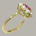 thumbnail image 3 of LBG British Made 10k Yellow Gold Natural Ruby & Cultured Pearl Womens Statement Ring - 33 size options - Size 8.75, 3 of 6