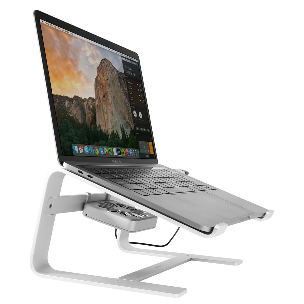 Macally Laptop Stand with Cooling Fan for Desk, Sturdy Aluminum Frame