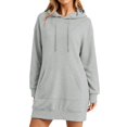 thumbnail image 4 of Helii Hoodie Dress Women Oversized Long Sleeve Sweatshirt Dress Mid Thigh Casual Pullover Hooded Tunic with Pockets Soft Comfy Loose Fall Winter Lounge Dress 8 Colors, 4 of 9