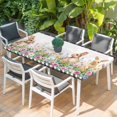 thumbnail image 2 of Easter Bunny Table Cloths for 5 Foot Rectangle Tables, Spring Daisy Flowers Rabbits Buffalo Plaid Patio Waterproof Elastic Fitted Tablecloths, Washable Rectangular Table Cover for Camping, 2 of 8