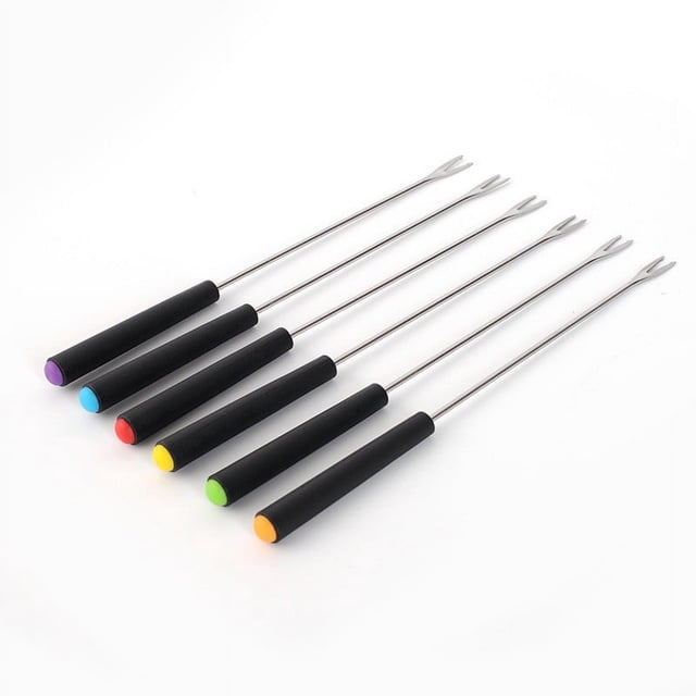 Tenedor retráctil para barbacoa, ideal para perritos calientes y salchichas. Tenedor de camping de acero inoxidable de 23 cm (9 pulgadas) con rotación de 360 grados y punta roma. Tenedor de seguridad