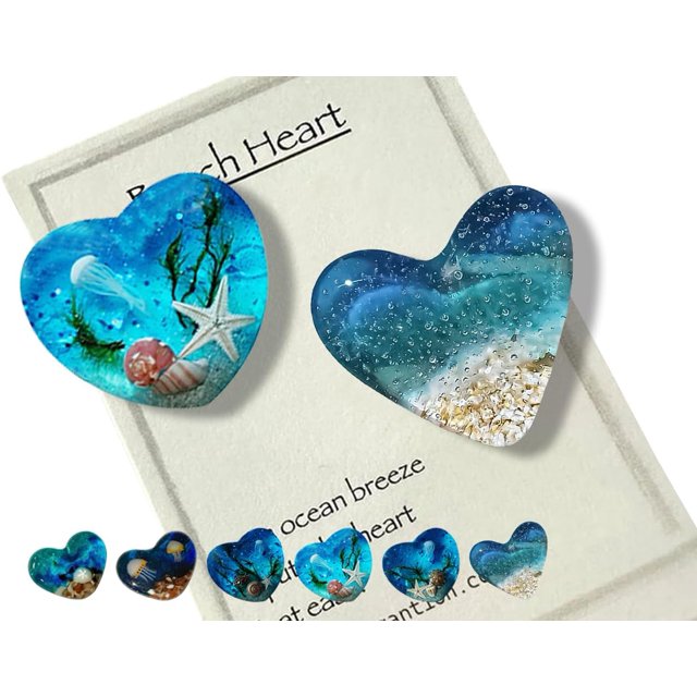 Corazón de bolsillo de vidrio para playa, adorno de corazón de vidrio oceánico hecho a mano con fusión de mar natural, ficha de bolsillo de corazón de vidrio fusionado, mini ficha linda y duradera con