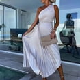 thumbnail image 4 of Vestido elegante de mujer con dobladillo plisado irregular, cuello diagonal, espalda descubierta, largo maxi, sin mangas, con volantes, de talle medio, para fiestas y eventos nocturnos., 4 of 4