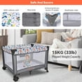 thumbnail image 4 of Portable Baby Playard with Bassinet and Changing Table, Foldable Travel Playard Baby Playpen Crib Bed, Grey, 4 of 10
