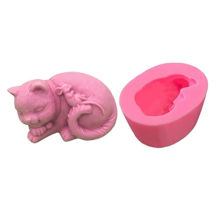 

3D Sleeping Cat Molds|Sleeping Cat Mice Soap Candle Silicone Mold Handmade Plaster Resin Mould|DIY Mould for Fondant Chocolate Candy Cake Decorating Baking Pastry Tools