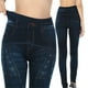 thumbnail image 2 of Leggings elásticos de cintura alta con estampado de rayas imitación denim para mujer - Pantalones térmicos de poliéster para senderismo y yoga para todas las estaciones, 2 of 7