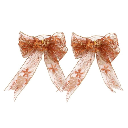 

NICEXMAS 2Pcs Snow Yarn Bow-knot Pendant Christmas Tree Decorative Bows Xmas Supplies
