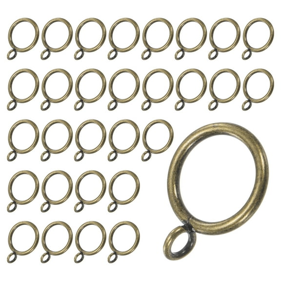 Uxcell 30-Pack Green Bronze Curtain Rings with Eyelet, Metal Rings for Curtain Rods, 1 Inch Interior Diameter