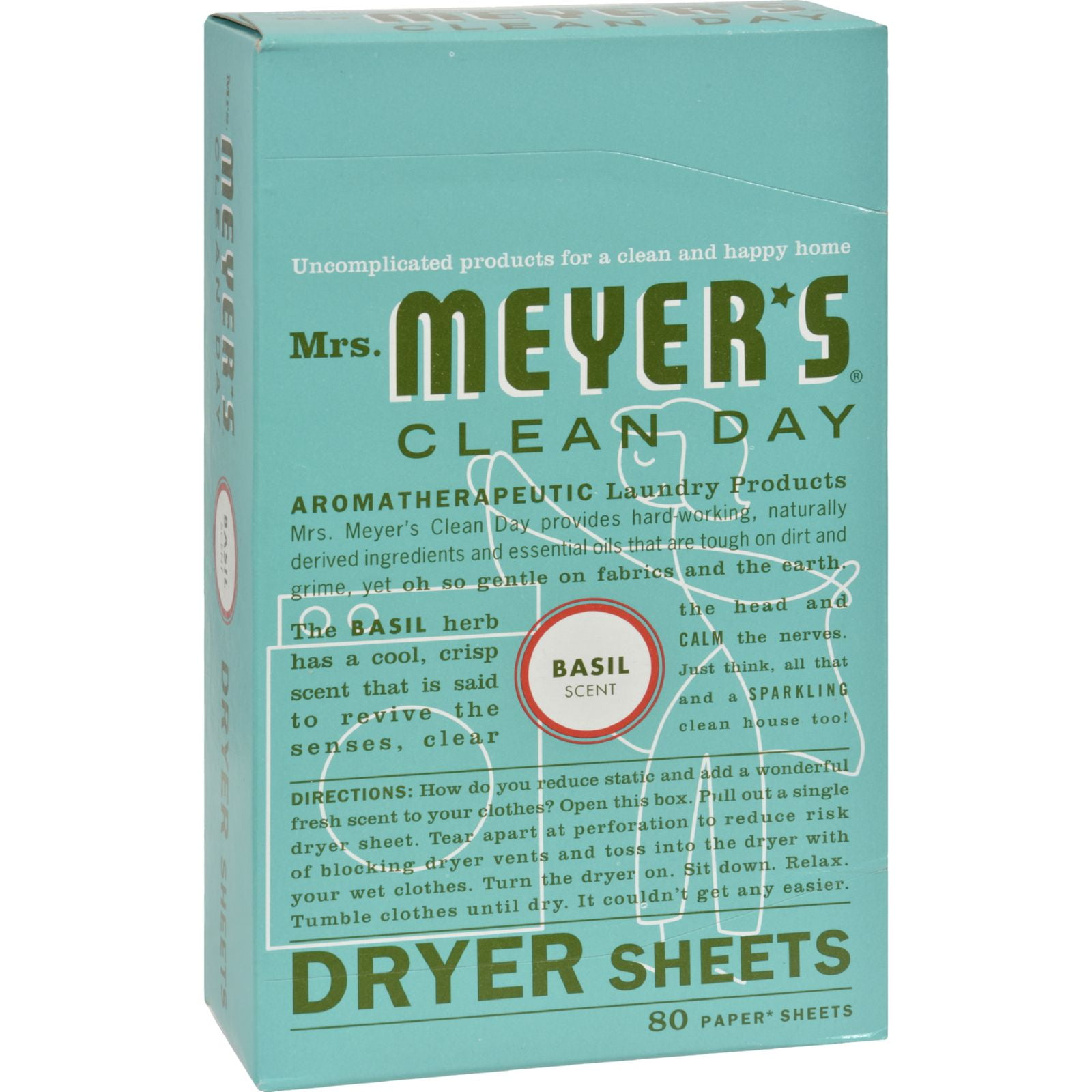 Mrs. Meyer'S Dryer Sheets Basil 80 Sheets