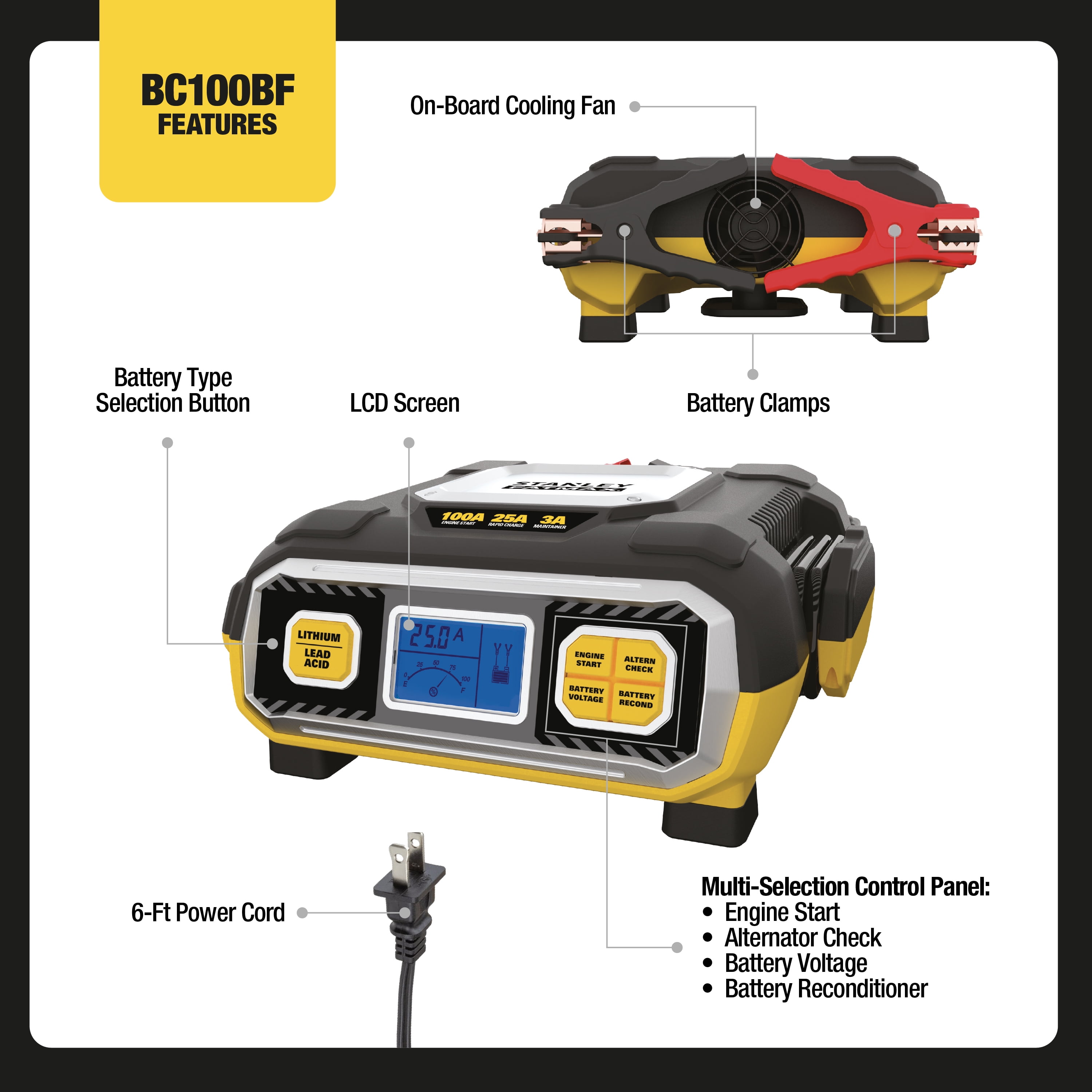 Stanley FatMax BC100BF 100 Amp Battery Charger & Maintainer For