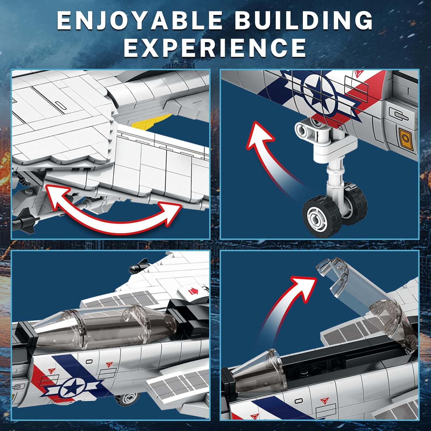 F-14 Fighter Jet Building Set, Fighter Airplane Model Kit 33032 with Movable Wings, Military Plane Model Kit for Adults, Military Toys Ideal Gifts for Kids 14+, Men and Aviation Fans