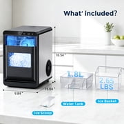 Snowyermine Nugget Ice Maker Countertop, 44 lbs per Day, Soft, Chewable Sonic-Style Pebble Ice, One-Touch Self-Cleaning, Stainless Steel, Black, for Home, Kitchen, Office, RV and Camping